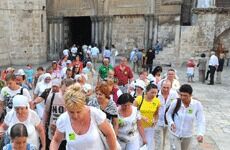 Mange kristne turister i Jerusalem i påsken
