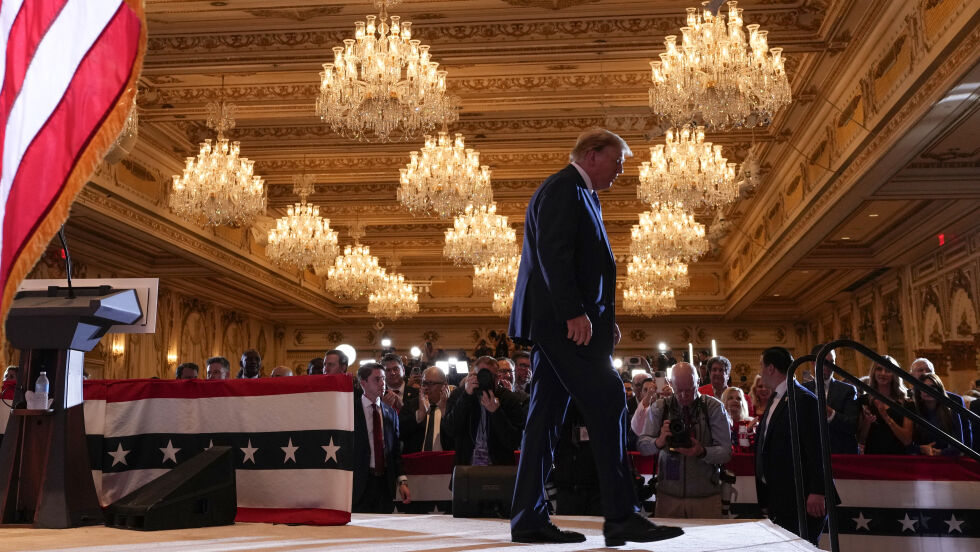 FLORIDA: Donald Trump talte til sine støttespillere på en samling i Mar-a-Lago på «Super Tuesday», 5. mars 2024.
 Foto: NTB/AP/Evan Vucci
