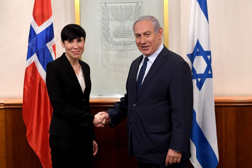 I ISRAEL: Utenriksminister Ine Eriksen Søreide besøkte Israel denne uken. Her er hun i møte med Benjamin Netanyahu. Foto: Den israelske statsministerens kontor.