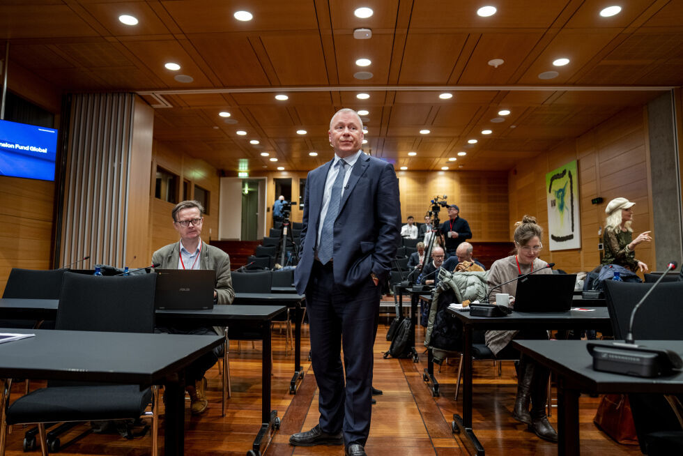 Daglig leder i Oljefondet, Nicolai Tangen, under en pressekonferanse i Norges bank.
 Foto: Fredrik Varfjell / NTB