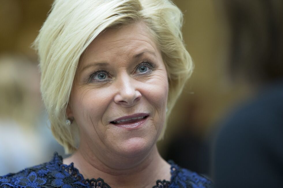 FrP-leder Siv Jensen kan glede seg over fremgang på ny meningsmåling.
 Foto: NTB / Scanpix