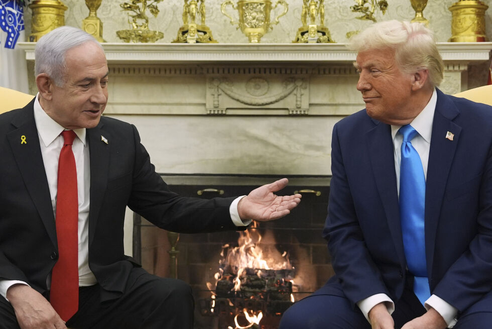 WASHINGTON: Israels statsminister Benjamin Netanyahu og USAs president Donald Trump i Det hvite hus på tirsdag.
 Foto: NTB / AP / Evan Vucci