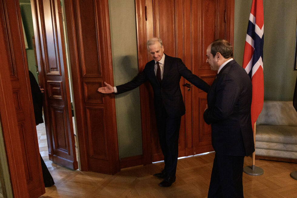 Egypts president Abdel Fattah al-Sisi er på offisielt besøk i Norge. Statsminister Jonas Gahr Støre (Ap) er vert for en lunsj og har et møte.
 Foto: Jonas Been Henriksen / NTB