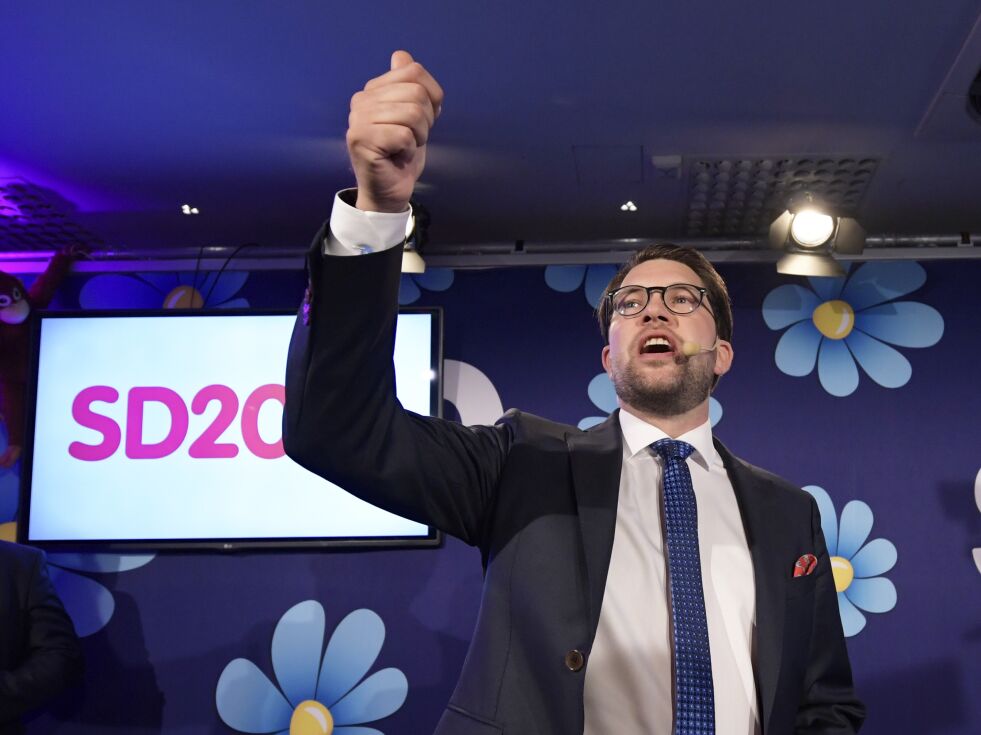 – At Sverigedemokratene (SD) er kommer i vippeposisjon er bra, men neppe godt nok, mener Dan Odfjell. Bilde av Sverigedemokraternas partileder Jimmie Åkesson.
 Foto: NTB Scanpix