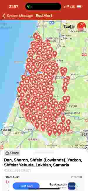 Alarmer over hele Israel
