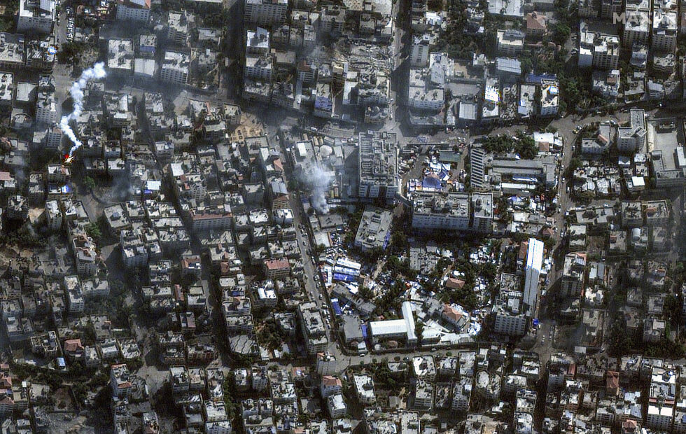 Satellittbilde av Gaza by og al-Shifa sykehuset, 11. november 2023.
 Foto: Satellite image ©2023 Maxar Technologies via AP/NTB.